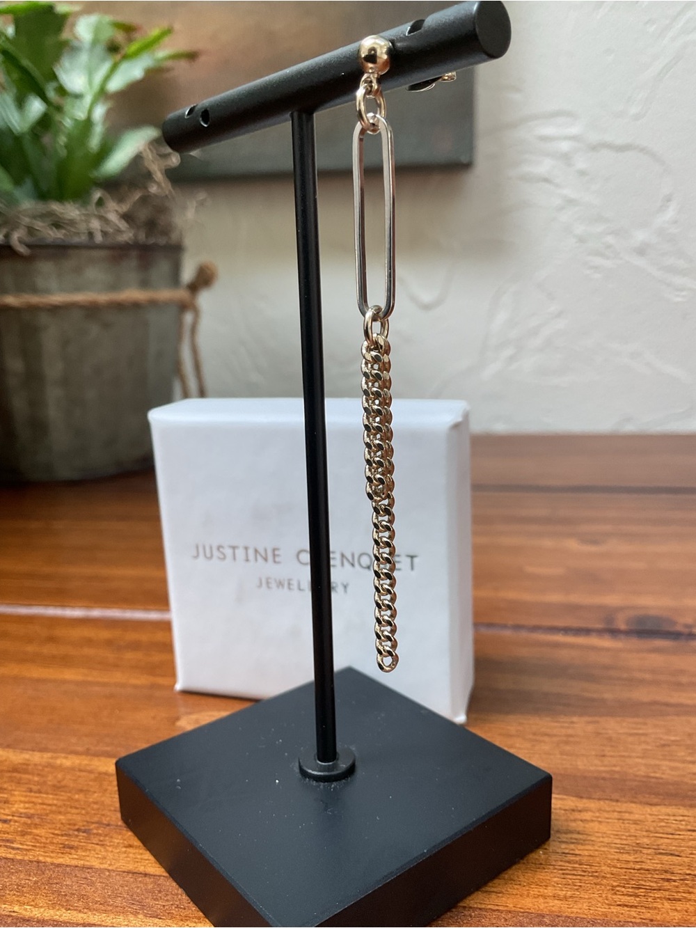 JUSTINE CLENQUET SINGLE MIXED METAL DROP EARRING